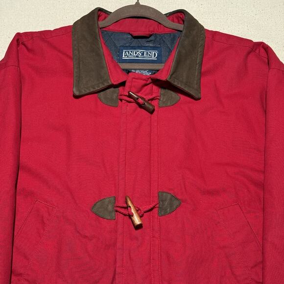 Lands End Chore Barn Coat Women Size XL Red Puff Lining Toggle Workwear Vintage - Picture 3 of 8